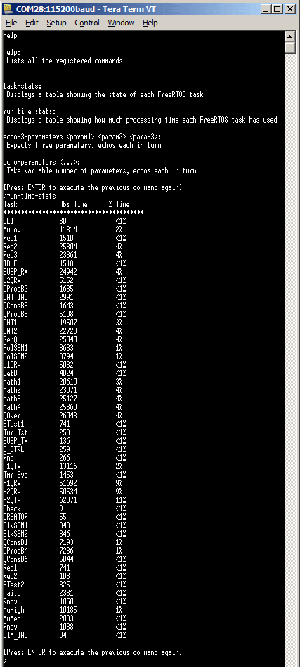 Using the RTOS CLI on an ARM Cortex-A9 MPU