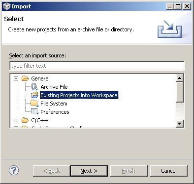 Importing the Cortex-R4 CCS5 projects into the Eclipse workspace