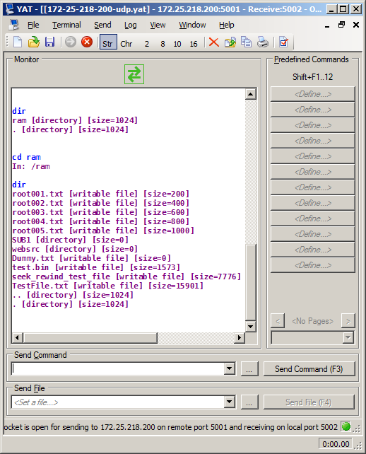 Accessing the embedded FAT file system through the command line interface