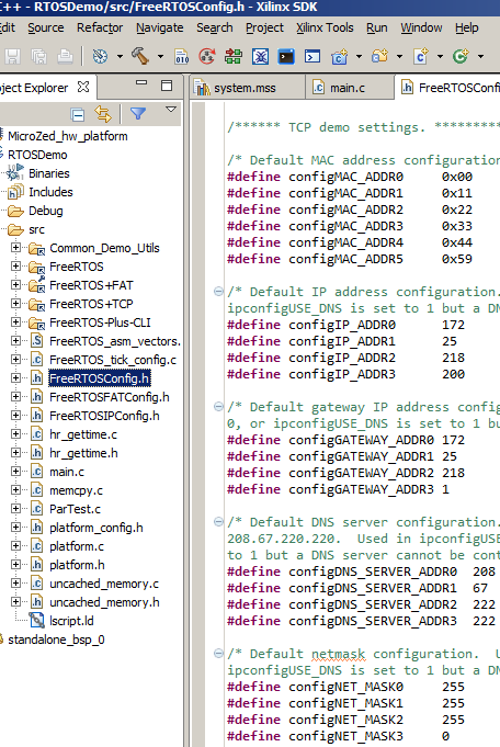 Allocating an IP address to the RTOS TCP/IP target