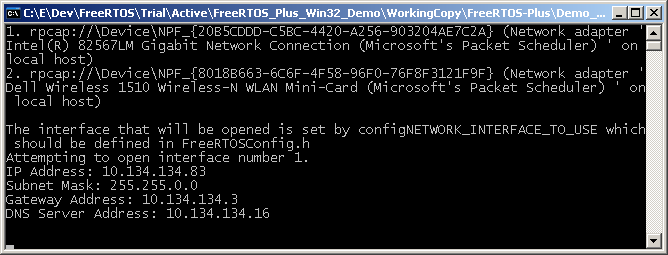 RTOS network interfaces