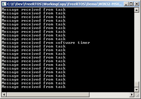 Output generated by simple RTOS demo under Windows