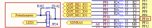 jumper setting to connect LED to Cortex-M7 device