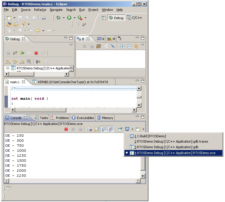 Viewing The FreeRTOS Simulator Output In Eclipse