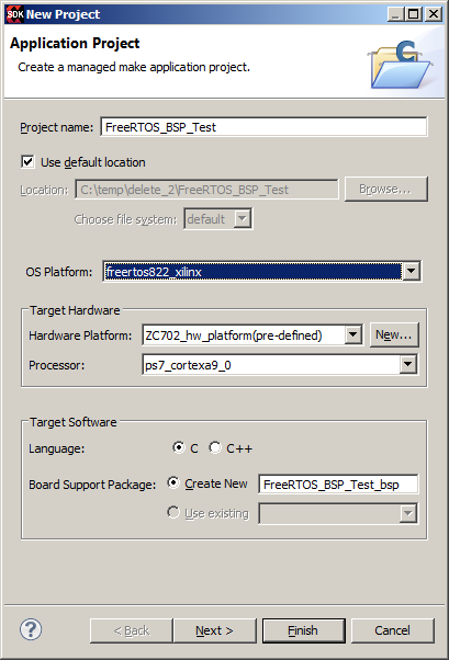 creating the RTOS application